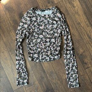 Wild Fable Black Floral Long Sleeve Blouse
